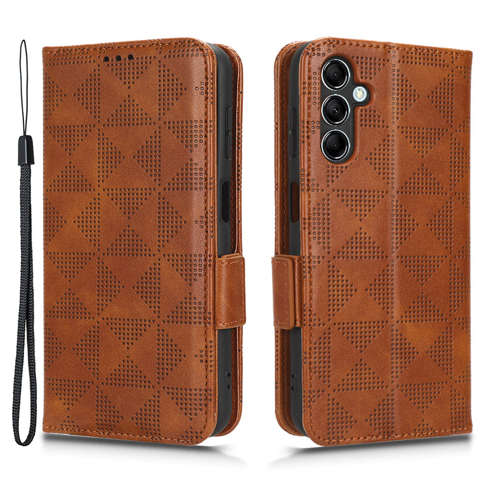 For Samsung Galaxy M54 5G / F54 5G PU Leather Wallet Phone Case Imprinted Triangle Phone Cover with Stand For Samsung Galaxy M54 5G / F54 5G PU Leather Wallet Phone Case Imprinted Triangle Phone Cover with Stand